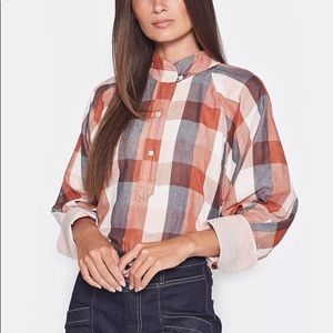 NWT Joie Plaid Dia Blouse in Cider - Size Small